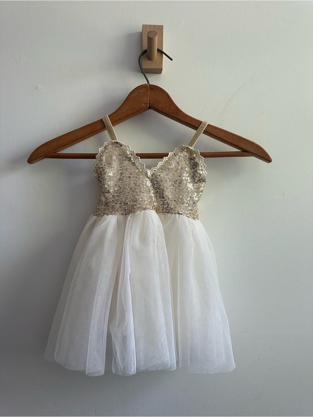 Ava Gold Flower Girl Dress from Nicolette’s Couture, size 12 months